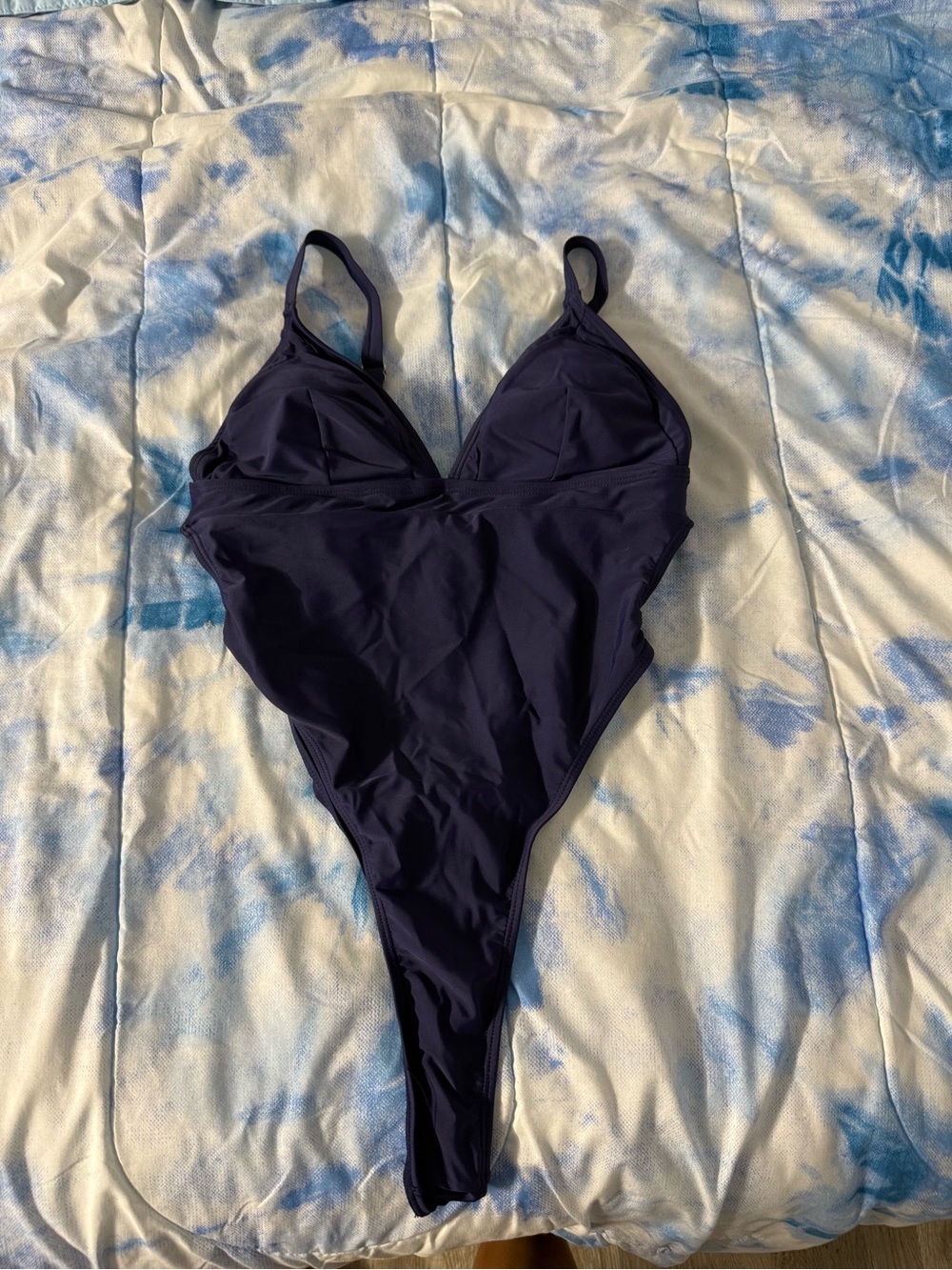 Women’s Navy One-Piece Swimsuit - Sleek V-Neck
